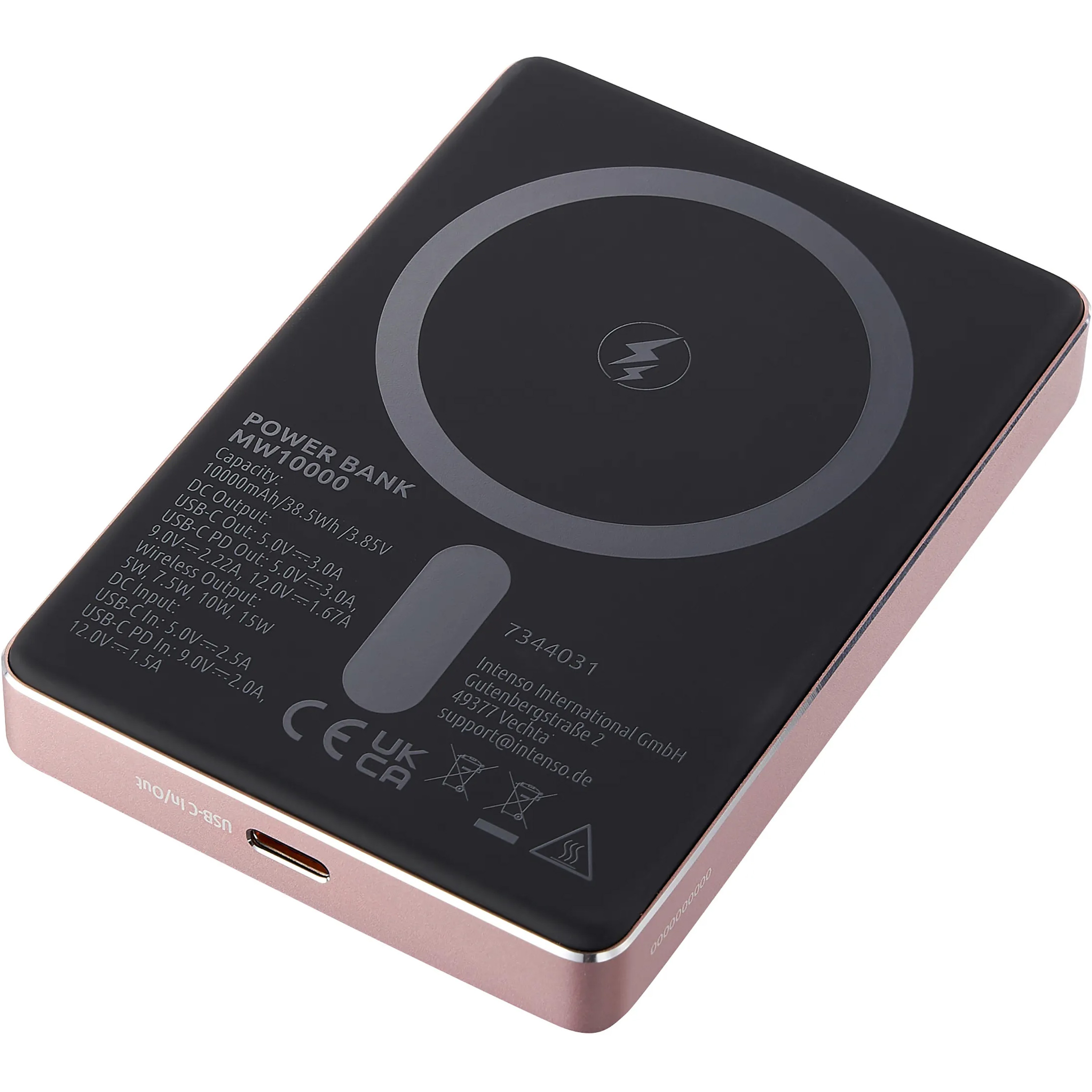 Повербанк с беспроводной зарядкой INTENSO MW10000 20W 10000mAh Rose (7344033)