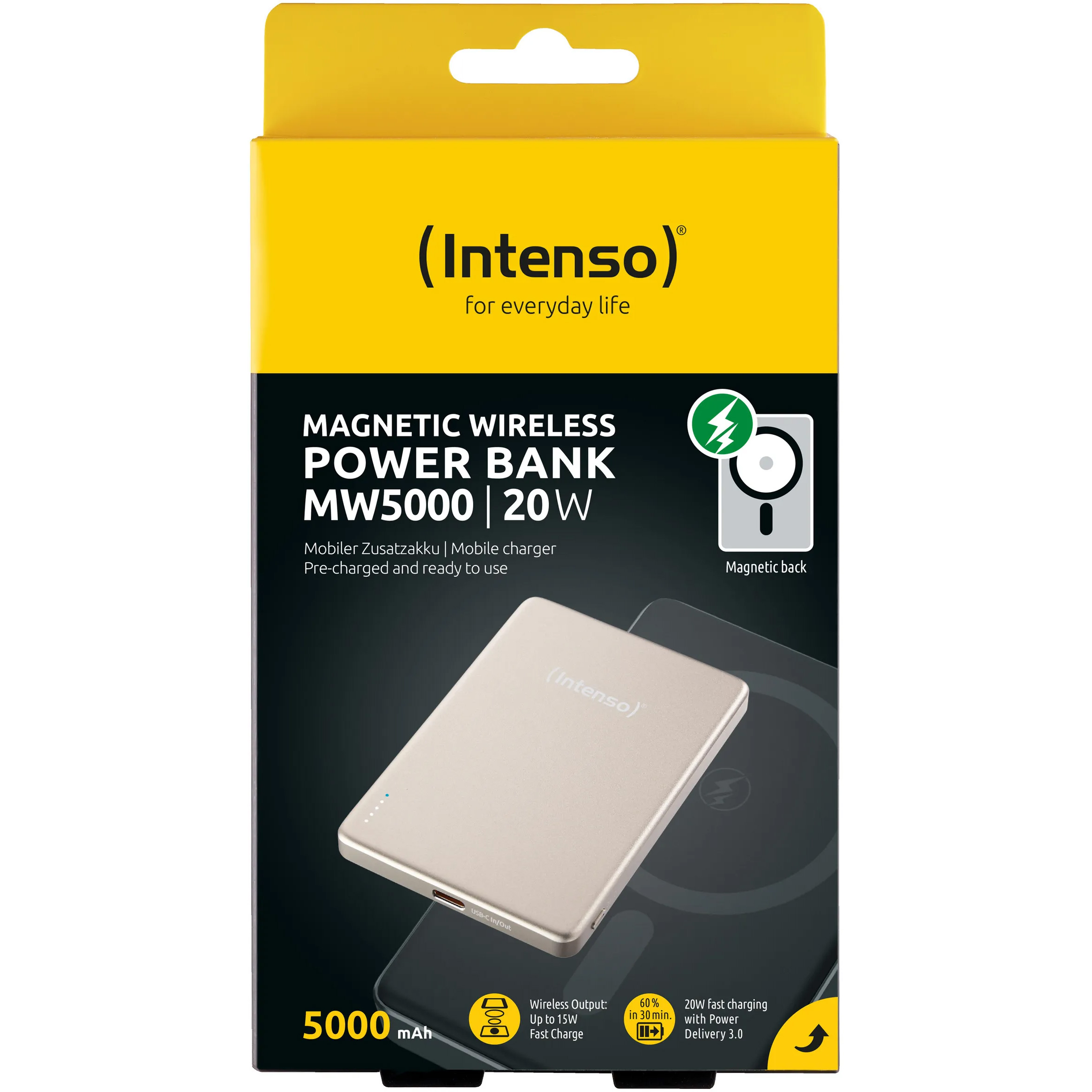 Повербанк з бездротовою зарядкою INTENSO MW5000 20W 5000mAh Champagne (7344021)