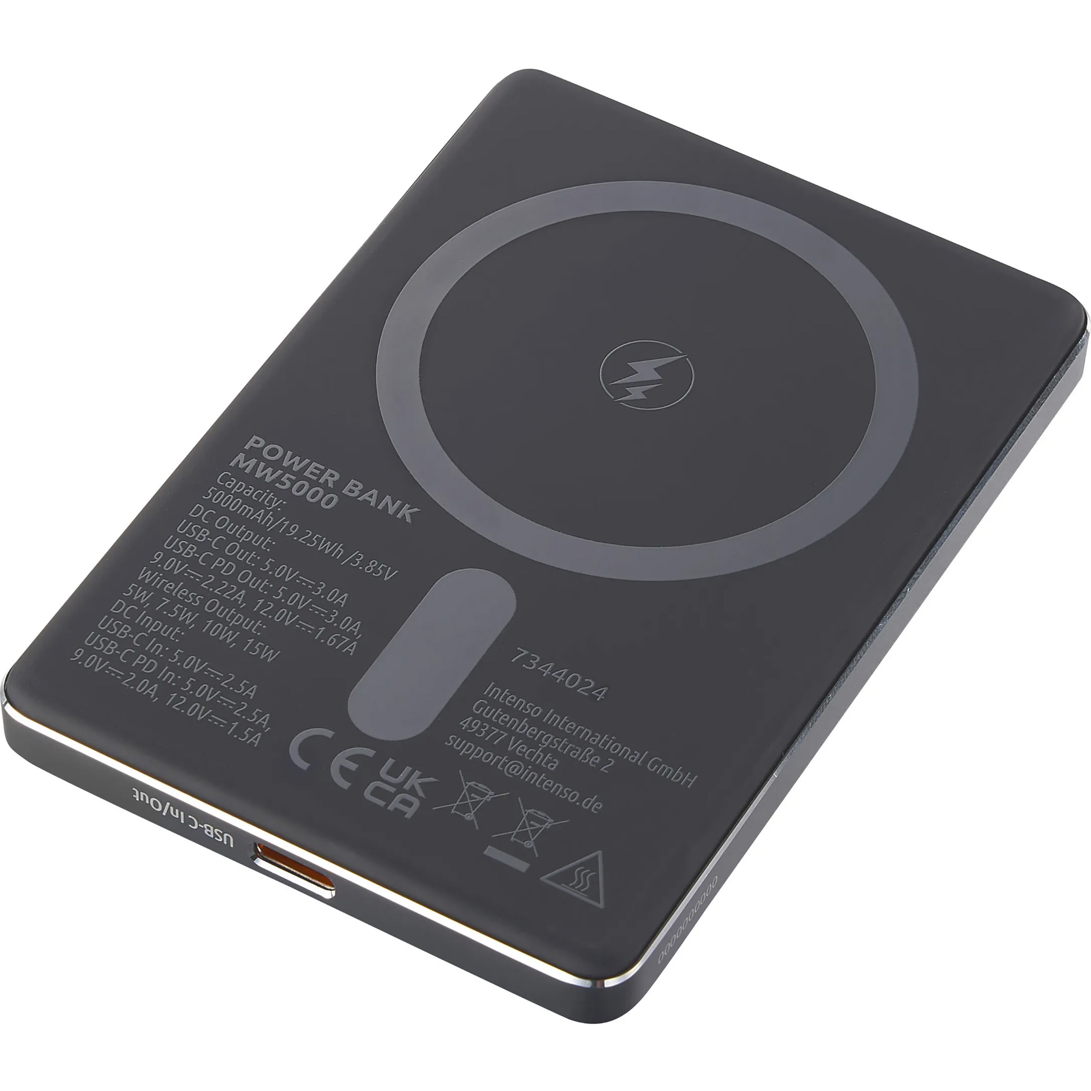Повербанк з бездротовою зарядкою INTENSO MW5000 20W 5000mAh Gray (7344024)