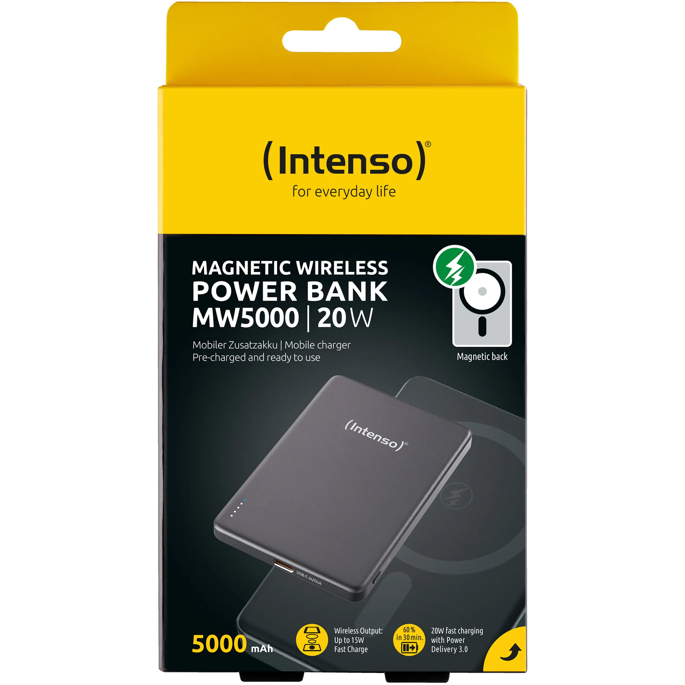 Повербанк з бездротовою зарядкою INTENSO MW5000 20W 5000mAh Gray (7344024)