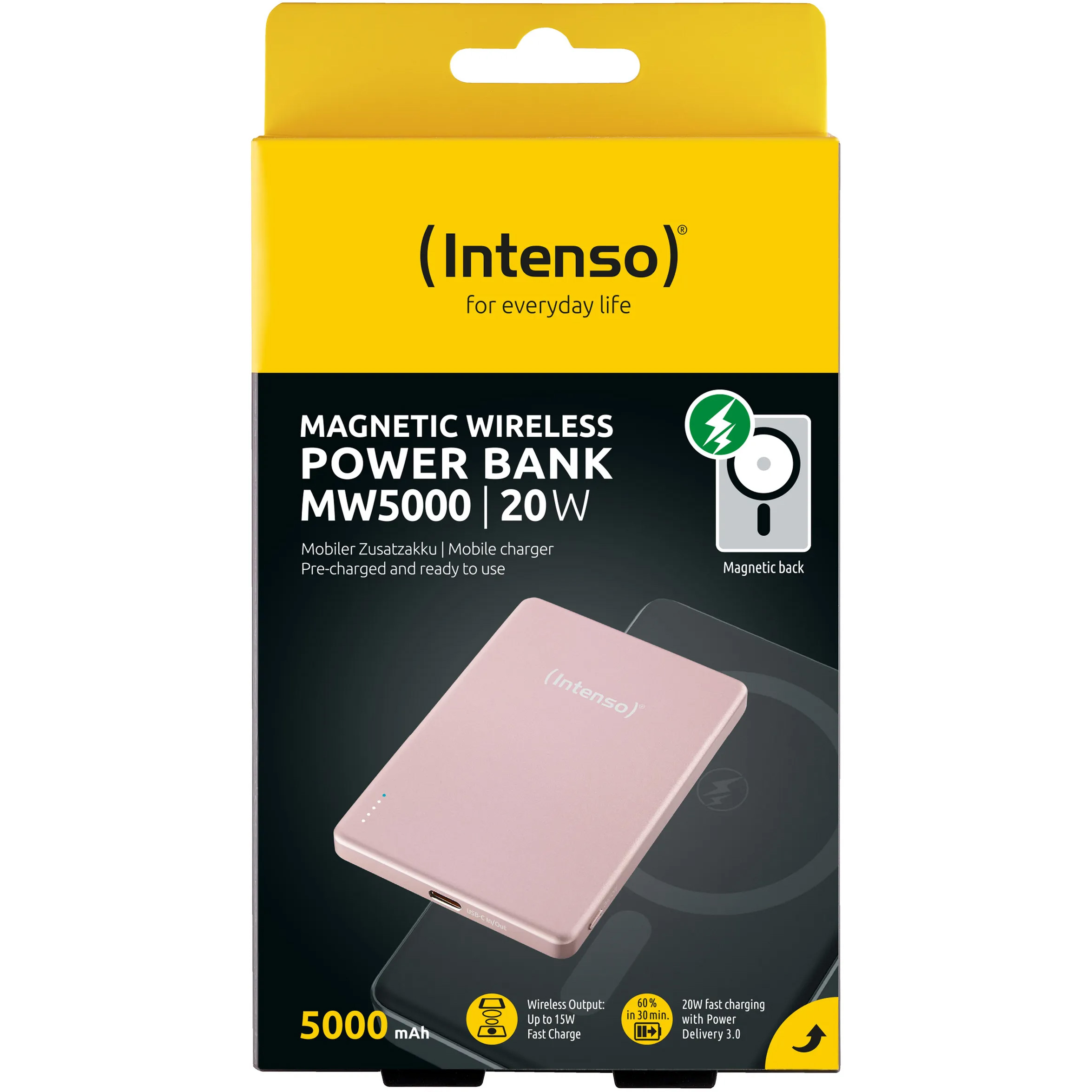 Повербанк з бездротовою зарядкою INTENSO MW5000 20W 5000mAh Rose (7344023)