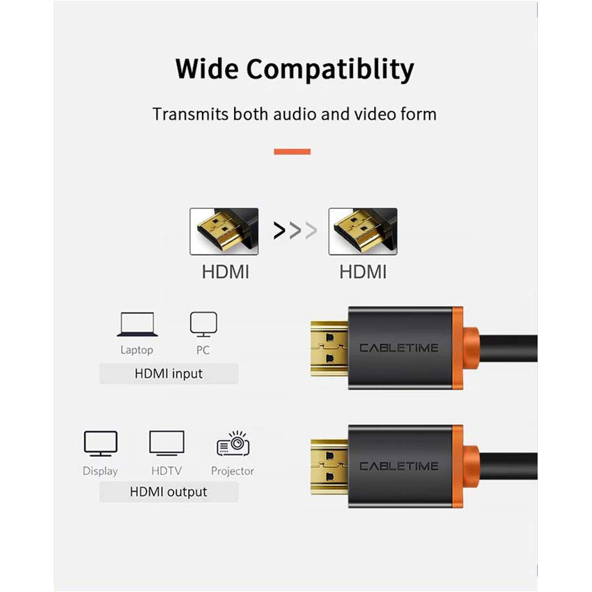 Кабель CABLETIME 4K 60Hz HDMI v2.0 5м Black (CH23P)