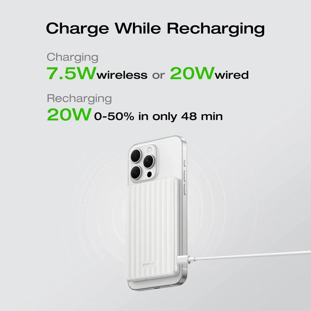 Повербанк с беспроводной зарядкой ECOFLOW RAPID Mag 20W 5000mAh White