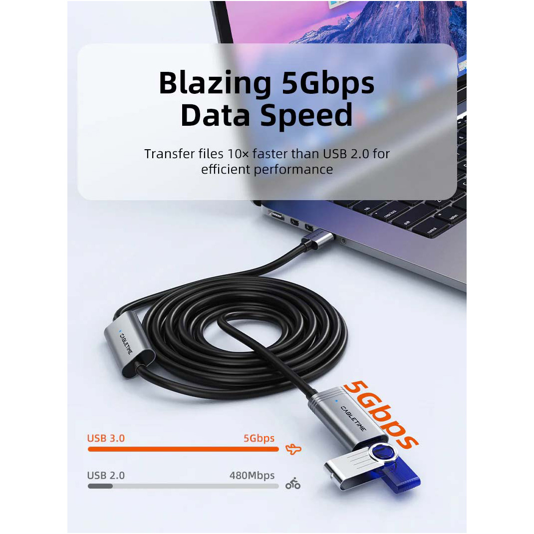 Активний USB подовжувач CABLETIME USB 3.0 AM/AF 15м Black (CA18T)