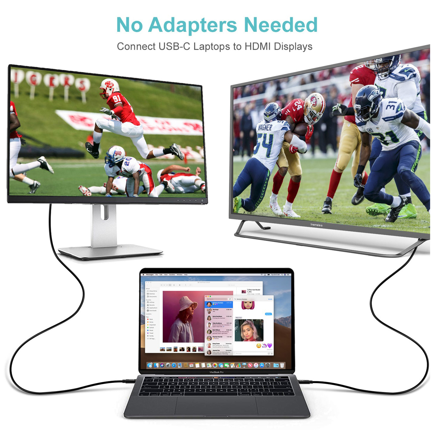 Кабель CHOETECH 4K 60Hz USB-C to HDMI v2.0 1.8м Black (CH0019-BK-V3)