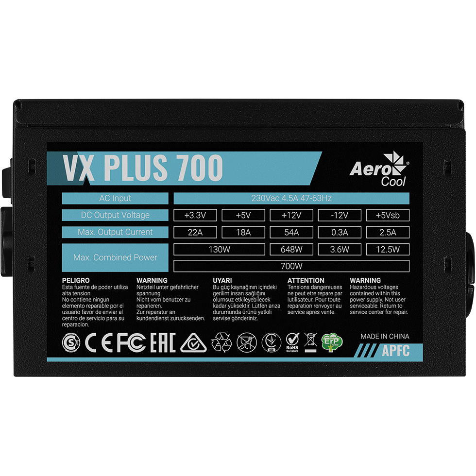 Блок питания 700W AEROCOOL VX Plus Stealth 700 (ACPN-VS70AEY.12)