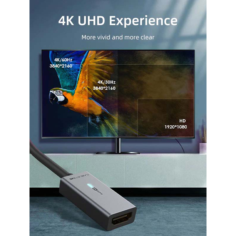 Адаптер CABLETIME 4K 30Hz Mini DP to HDMI 0.15м Gray (CP26A)