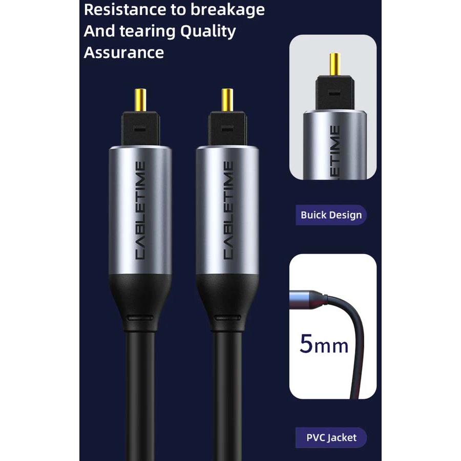Кабель оптический (аудио) CABLETIME Premium TOSLINK 1м Black/Gray (CF30H)