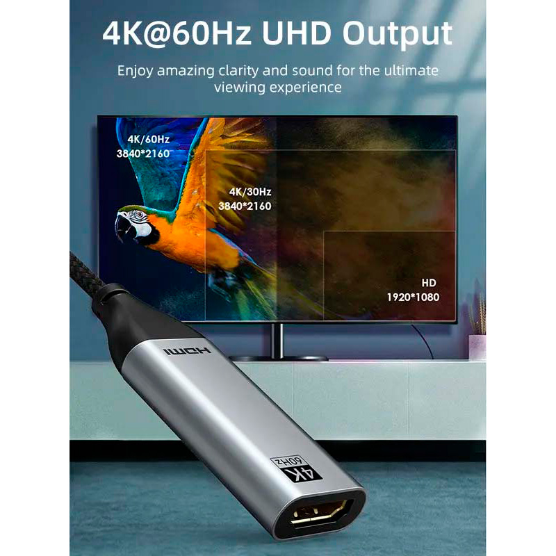 Адаптер CABLETIME 4K 60Hz USB-C to HDMI v2.0 0.2м Black/Gray (CP10B)