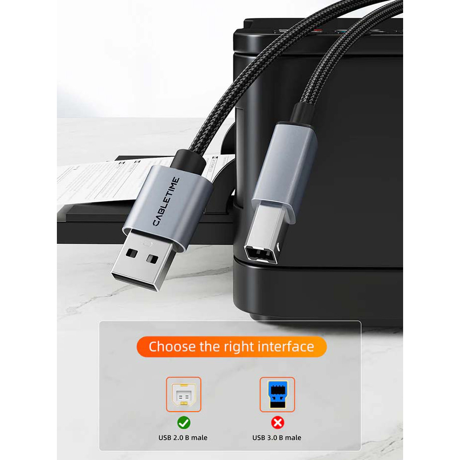 Кабель CABLETIME CA15L USB2.0 AM/BM 2м