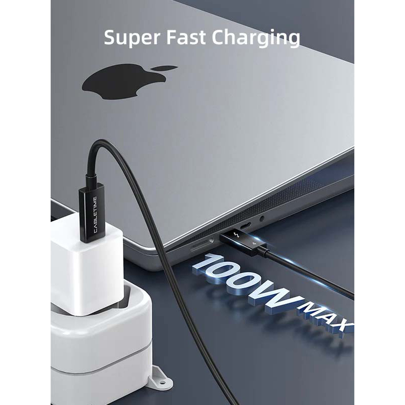 Кабель CABLETIME Thunderbolt 4 100W, 40Gbps, 8K@60Hz 1м (CT40H)