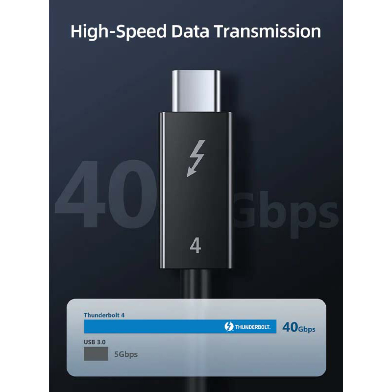 Кабель CABLETIME Thunderbolt 4 100W, 40Gbps, 8K@60Hz 1м (CT40H)