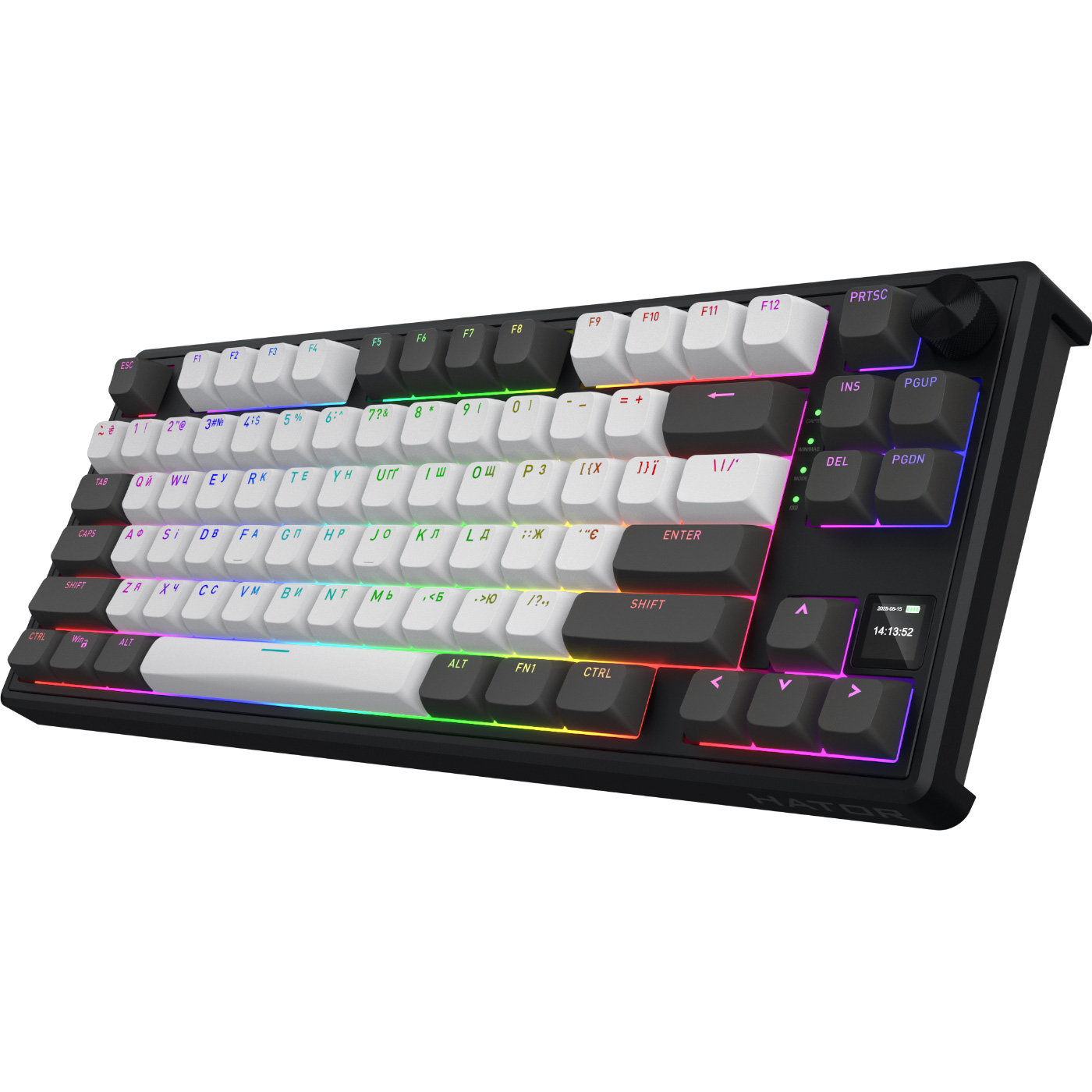Клавіатура бездротова HATOR Skyfall 80 Pro Aurum Vanila Silent Switch UA Gray/Black (HTK4180UA)