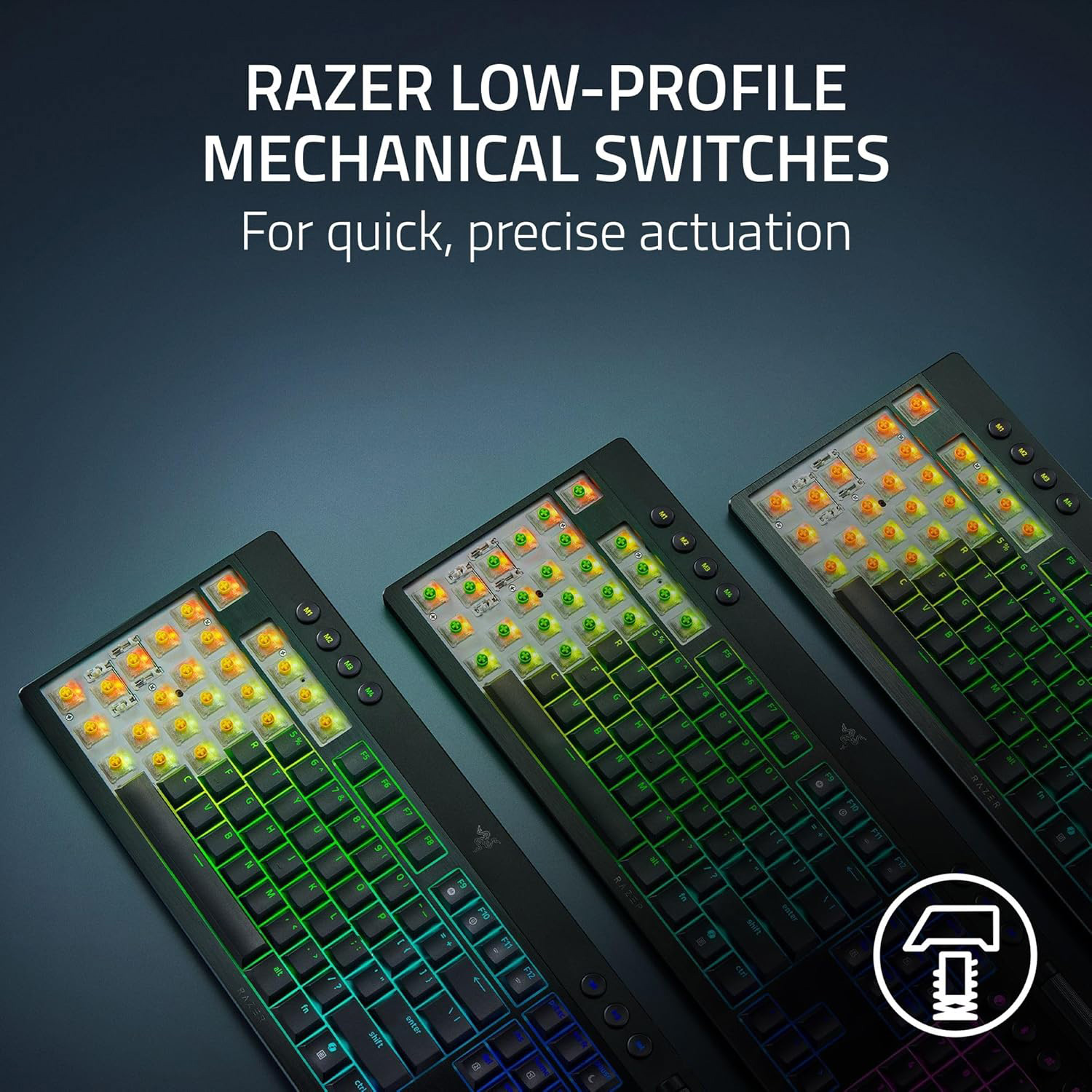 Клавіатура бездротова RAZER BlackWidow V4 Low-Profile TKL Green Switch (RZ03-05450500-R3M1)