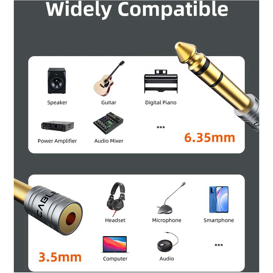 Адаптер CABLETIME jack 6.35 mm - mini-jack 3.5 mm Gray (CPA3G)