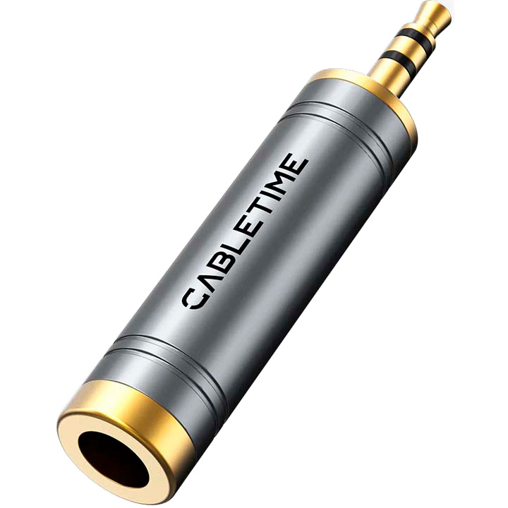 Адаптер CABLETIME mini-jack 3.5 mm - jack 6.35 mm Gray (CPA4G)