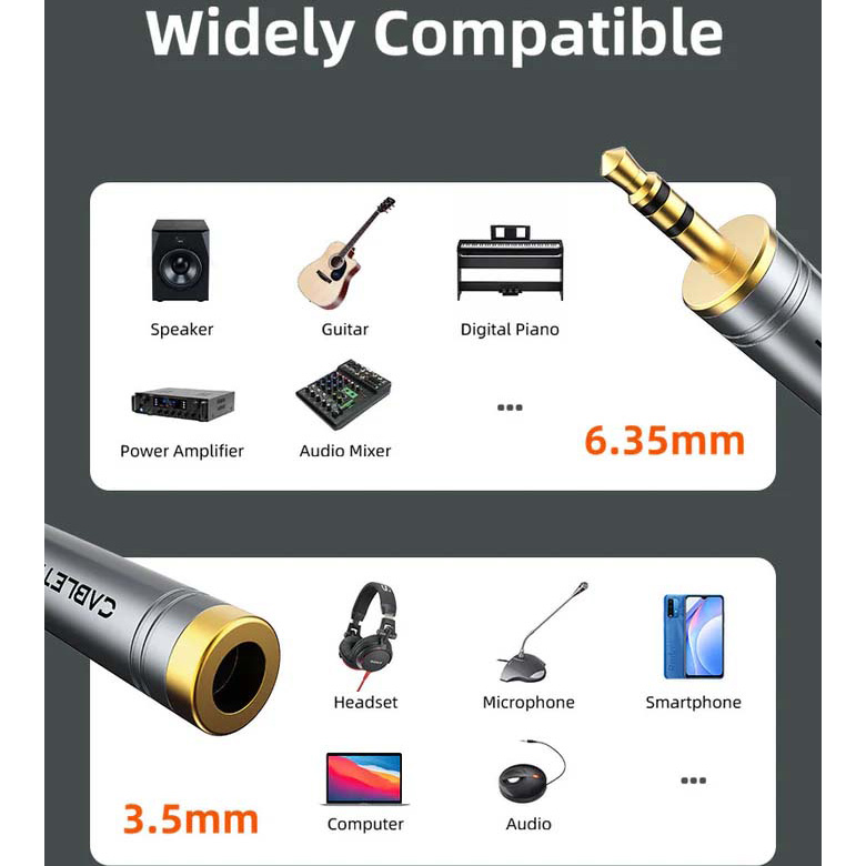 Адаптер CABLETIME mini-jack 3.5 mm - jack 6.35 mm Gray (CPA4G)