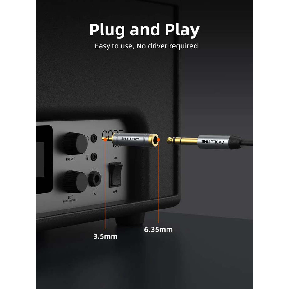 Адаптер CABLETIME mini-jack 3.5 mm - jack 6.35 mm Gray (CPA4G)