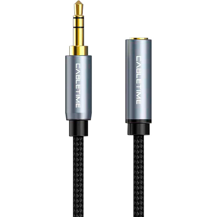 Кабель-удлинитель CABLETIME mini-jack 3.5mm 3м Black/Gray (CF11N)