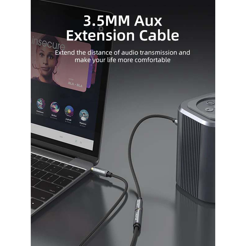 Кабель-удлинитель CABLETIME mini-jack 3.5mm 3м Black/Gray (CF11N)