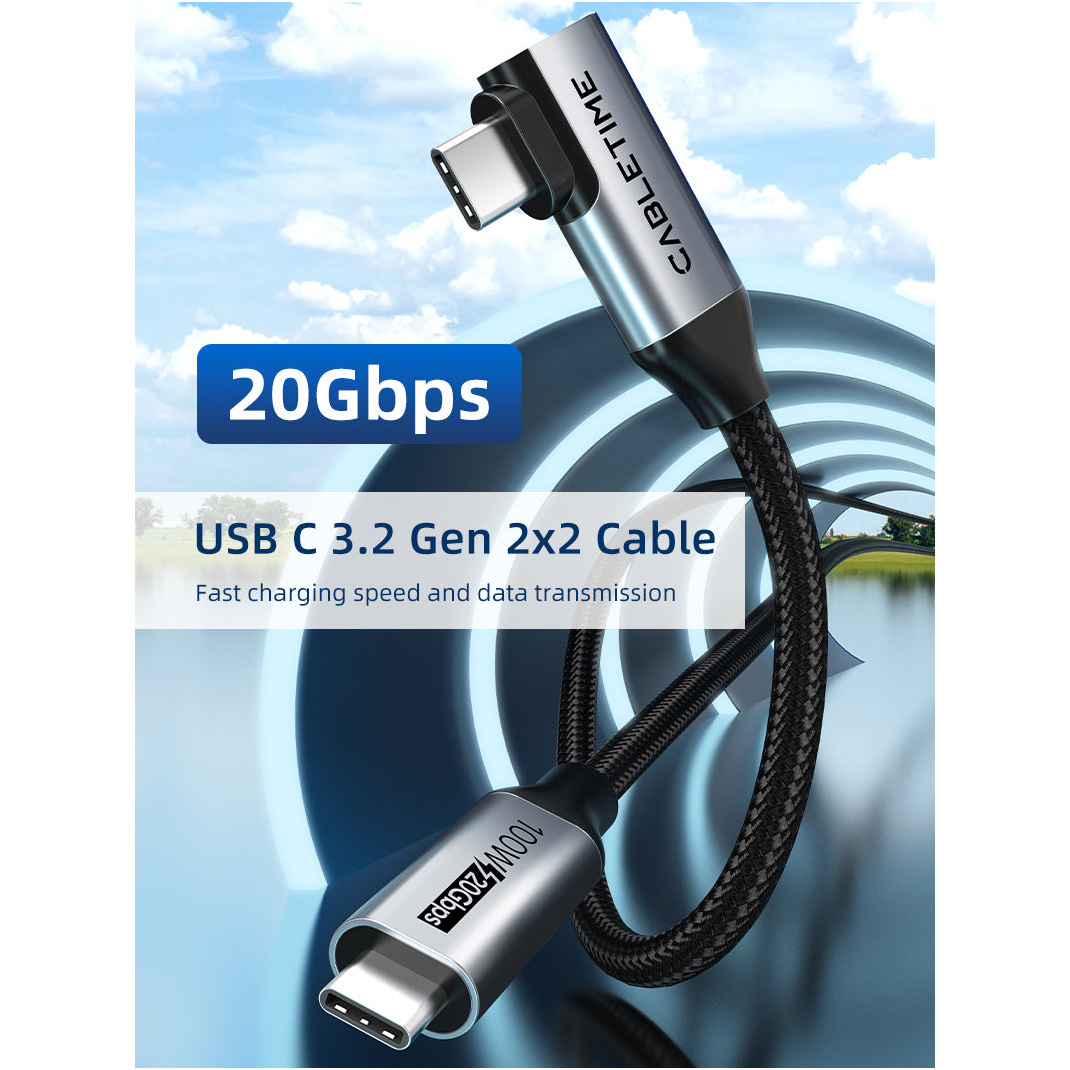 Кабель CABLETIME USB3.2 CM/CM 100W, 20Gbps, 4K@60Hz 1м (CU24H)