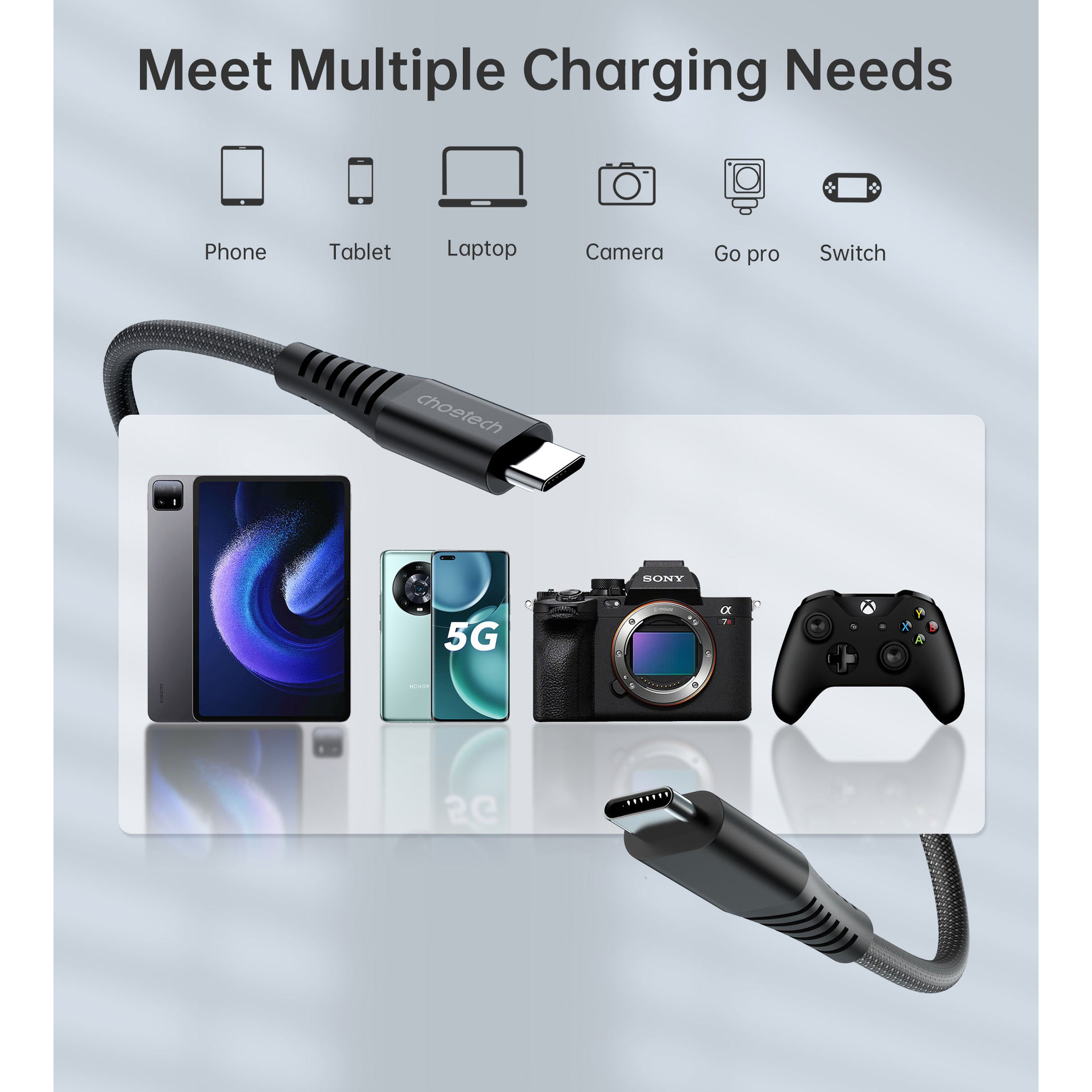 Кабель CHOETECH XCC-1051 Magnetic USB-C to USB-C PD3.1 240W 1.2м Black (XCC-1051-BK)