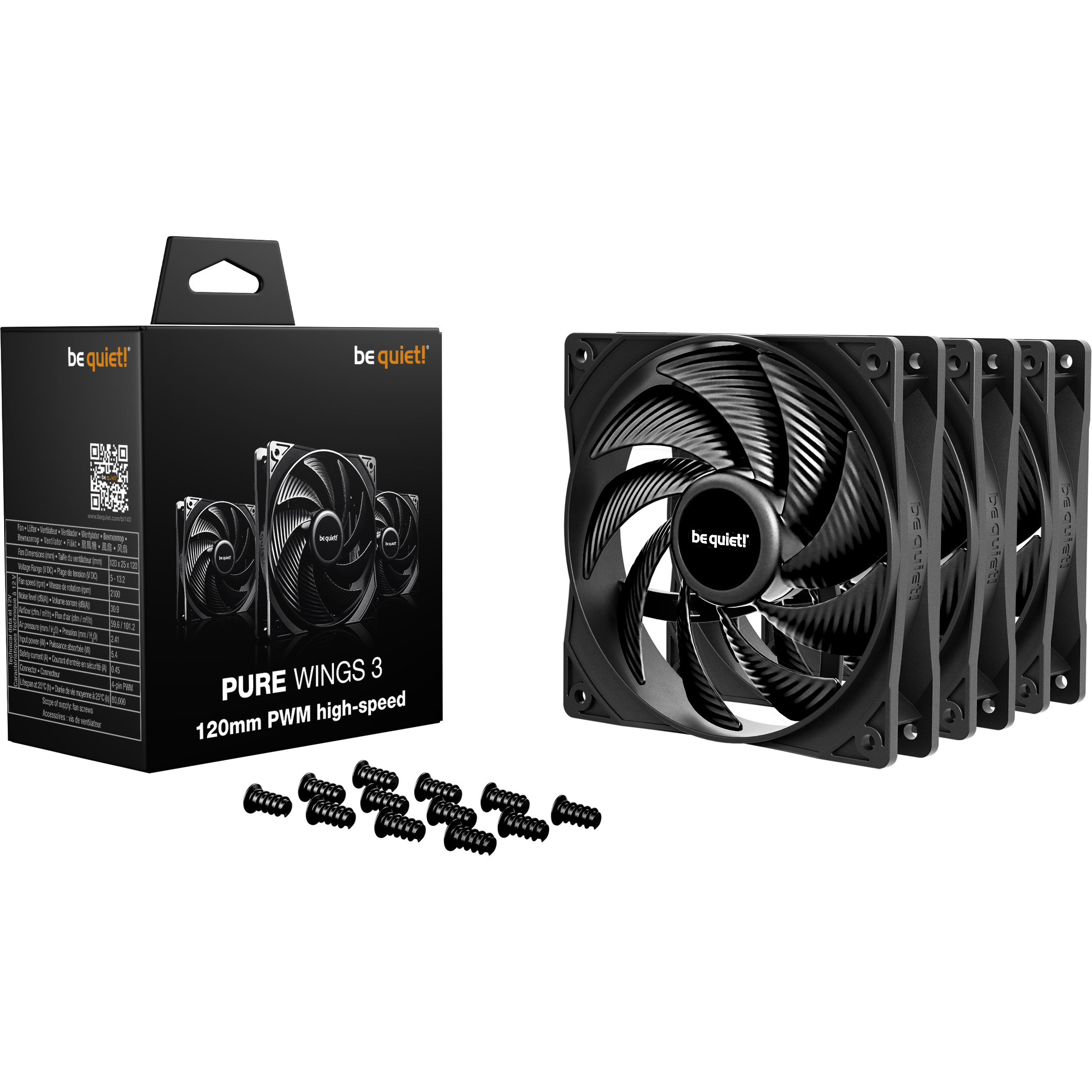 Комплект вентиляторов BE QUIET! Pure Wings 3 120 PWM High-Speed 3-Pack (BL140)