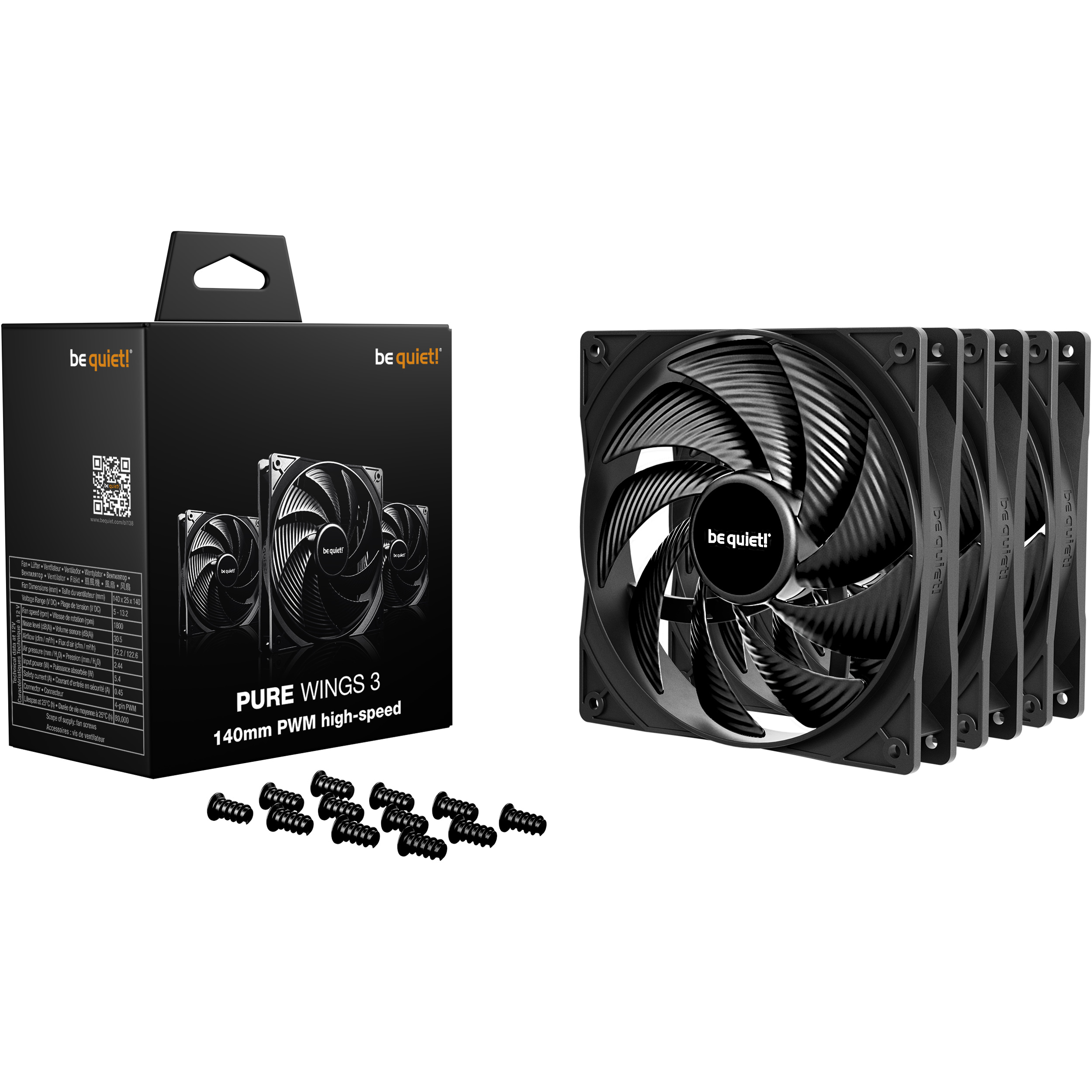 Комплект вентиляторов BE QUIET! Pure Wings 3 140 PWM High-Speed 3-Pack (BL138)