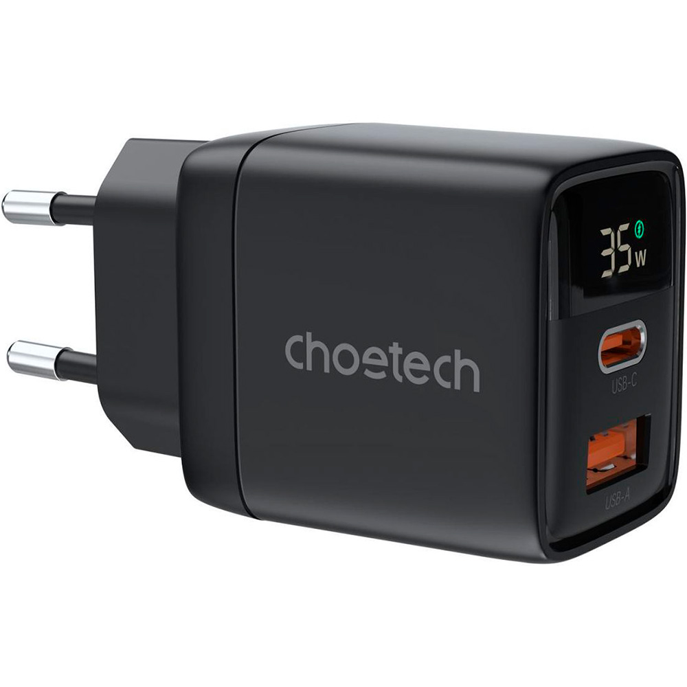 Зарядний пристрій CHOETECH PD6052 PD35W 1xUSB-A, 1xUSB-C PD3.0, QC3.0 Wall Charger Black