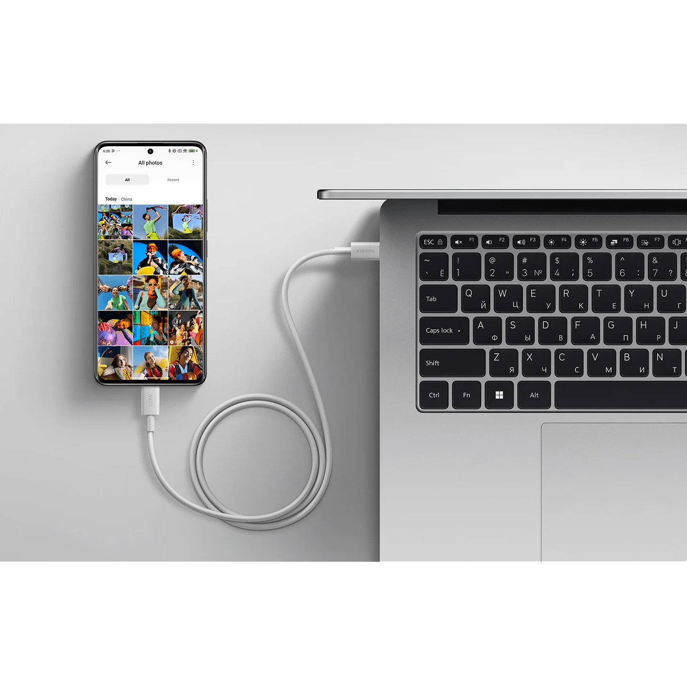 Кабель XIAOMI 6A Braided Type-C to Type-C 1м White (BHR087KGL)