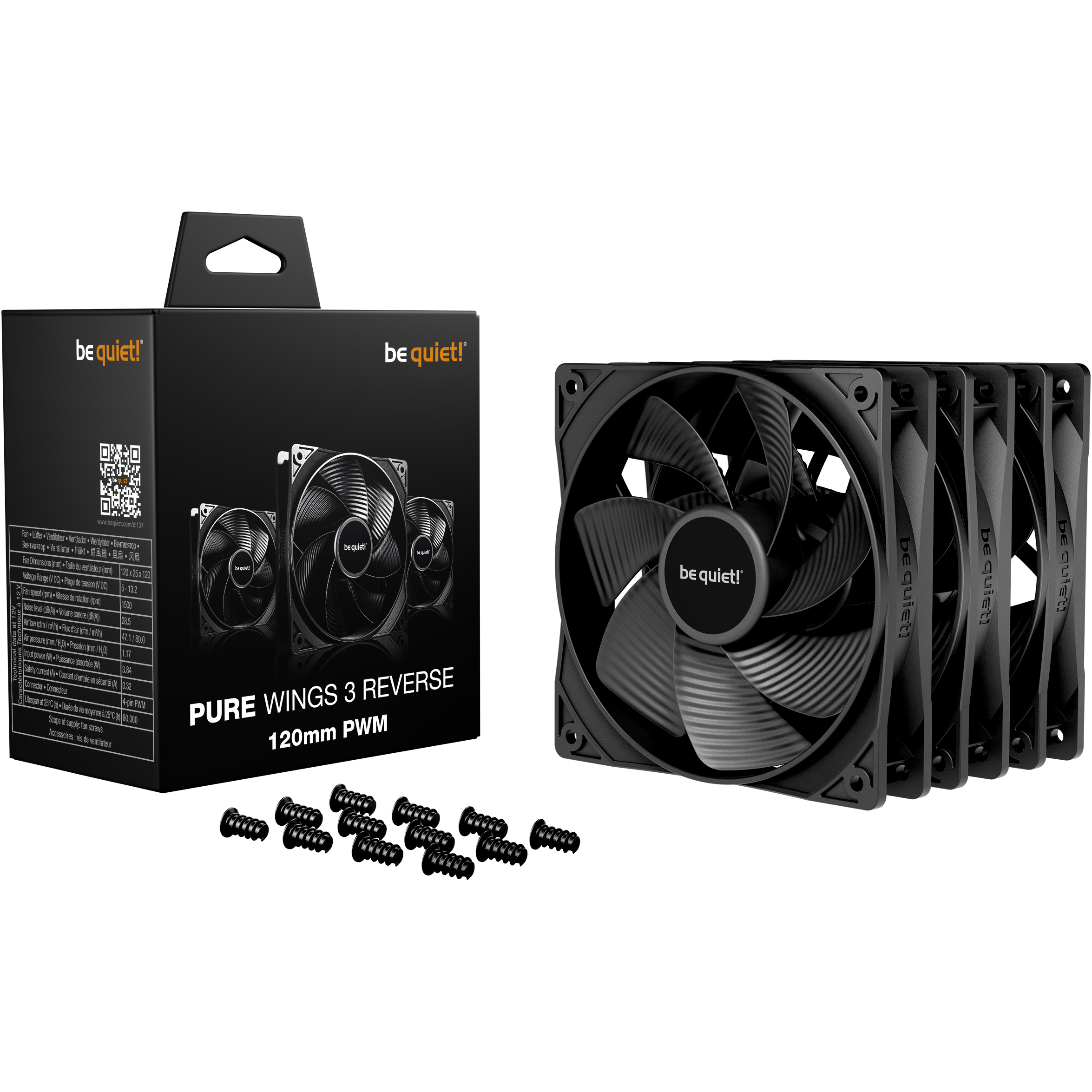 Комплект вентиляторів BE QUIET! Pure Wings 3 120 PWM Reverse 3-Pack (BL137)