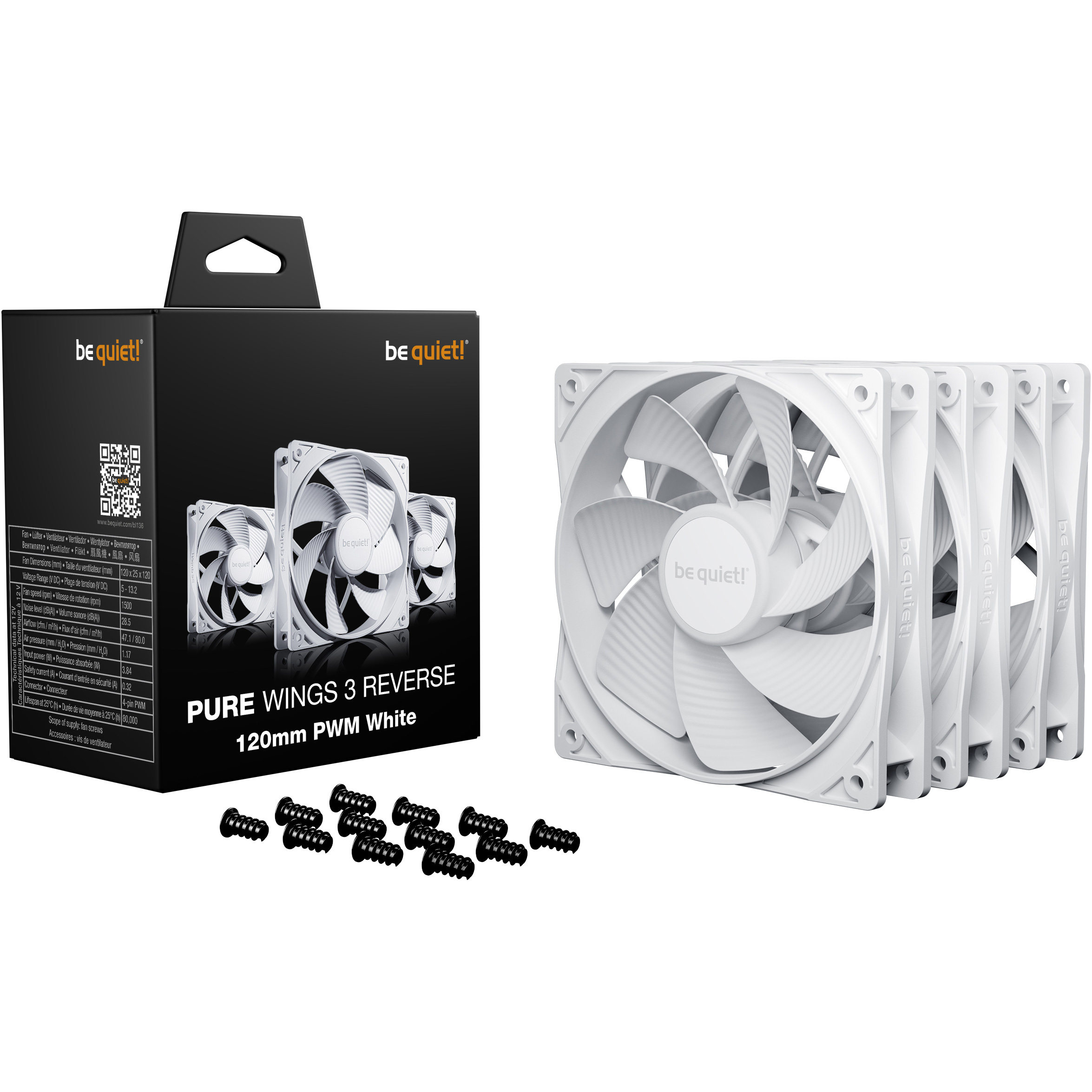 Комплект вентиляторов BE QUIET! Pure Wings 3 120 PWM Reverse White 3-Pack (BL136)