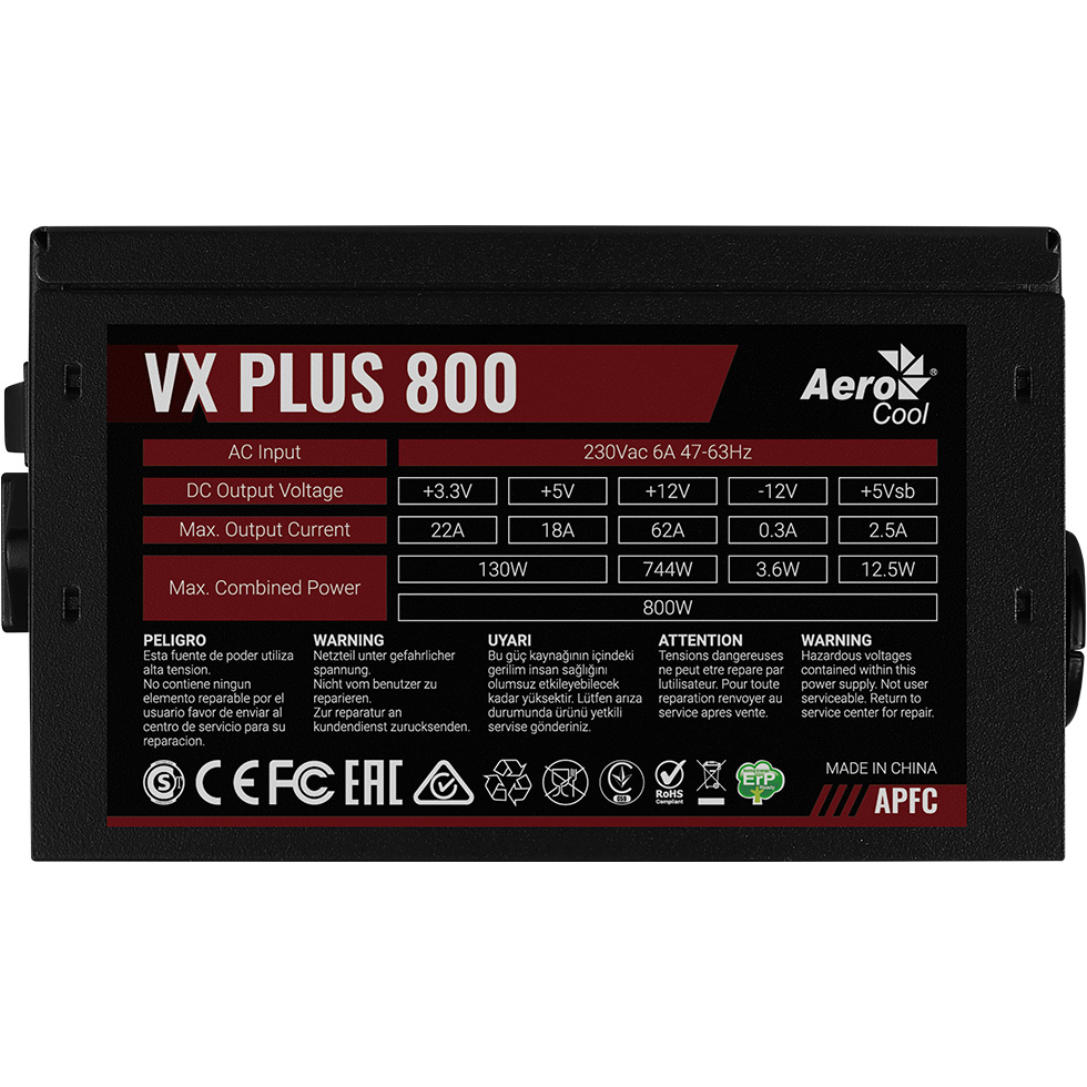 Блок питания 800W AEROCOOL VX Plus Stealth 800 (ACPN-VS80AEY.12)
