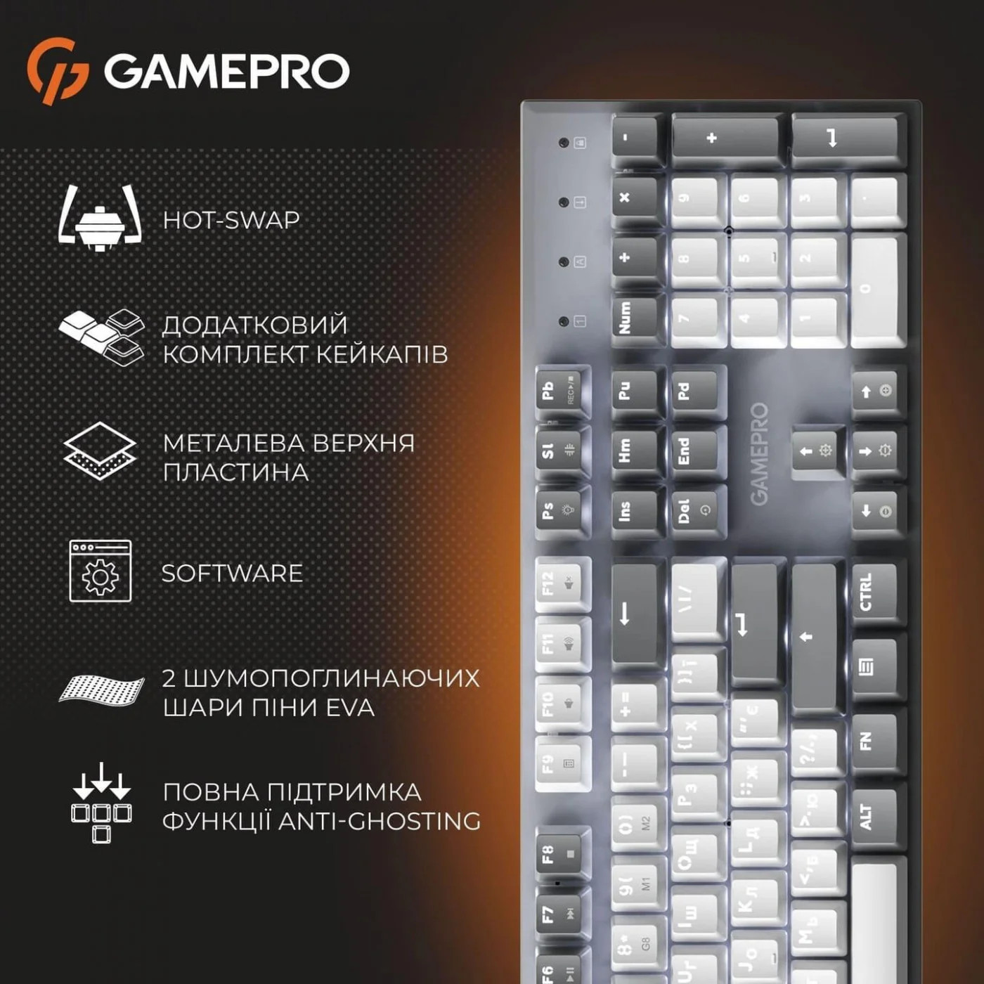 Клавіатура GAMEPRO Genesis Metallic MK144G