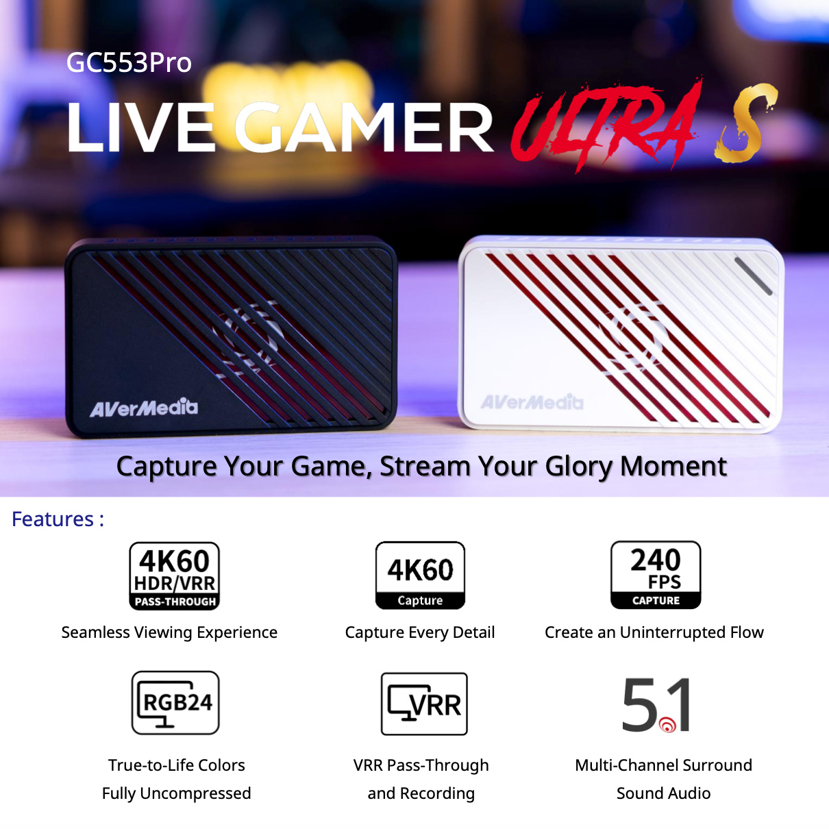 Пристрій відеозахоплення AVERMEDIA Live Gamer Ultra S GC553Pro Black