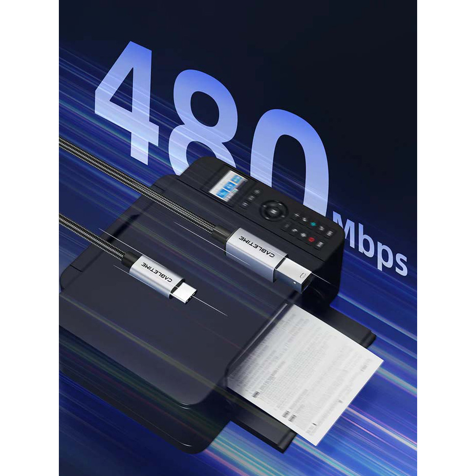 Кабель CABLETIME USB2.0 AM/BM 2м Black (CA16L)
