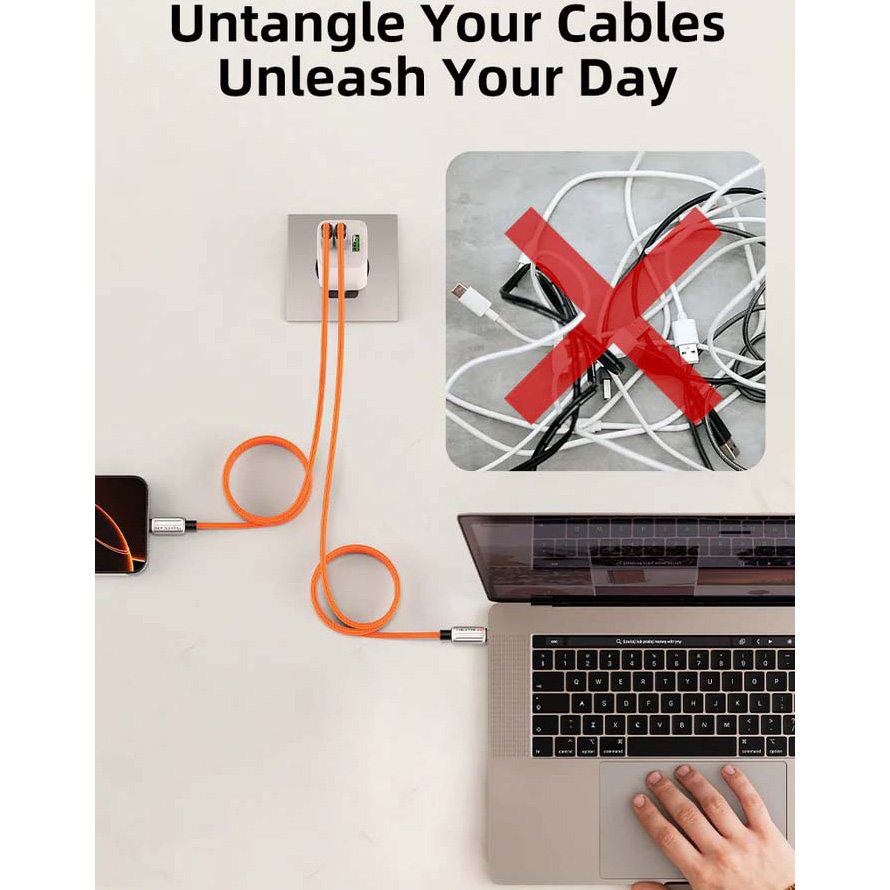 Кабель CABLETIME USB2.0 CM/CM 240W Magnetic 2м Orange (CU06L)
