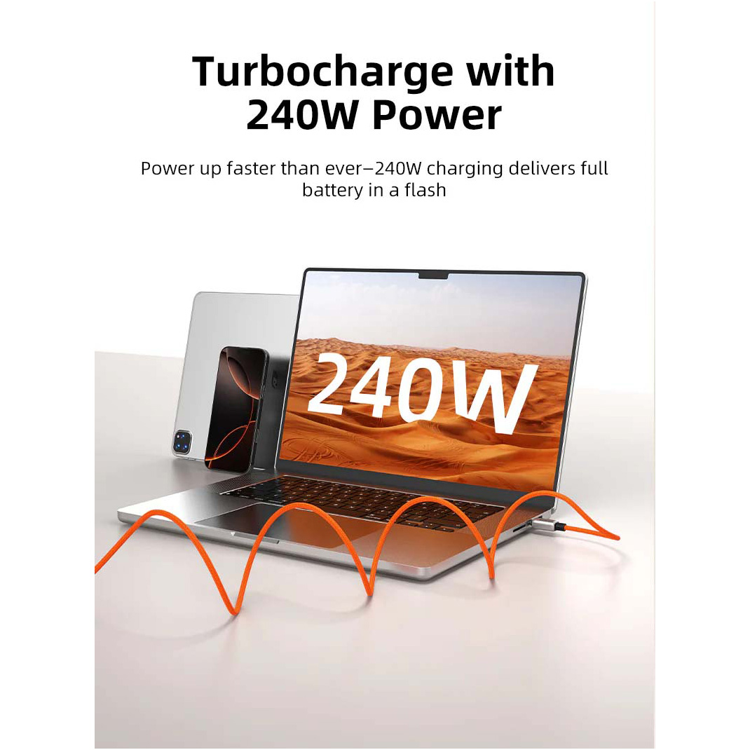 Кабель CABLETIME USB2.0 CM/CM 240W Magnetic 2м Orange (CU06L)