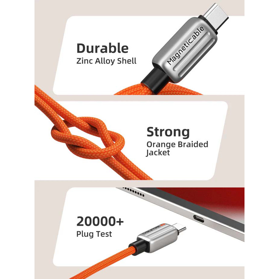 Кабель CABLETIME USB2.0 CM/CM 240W Magnetic 2м Orange (CU06L)