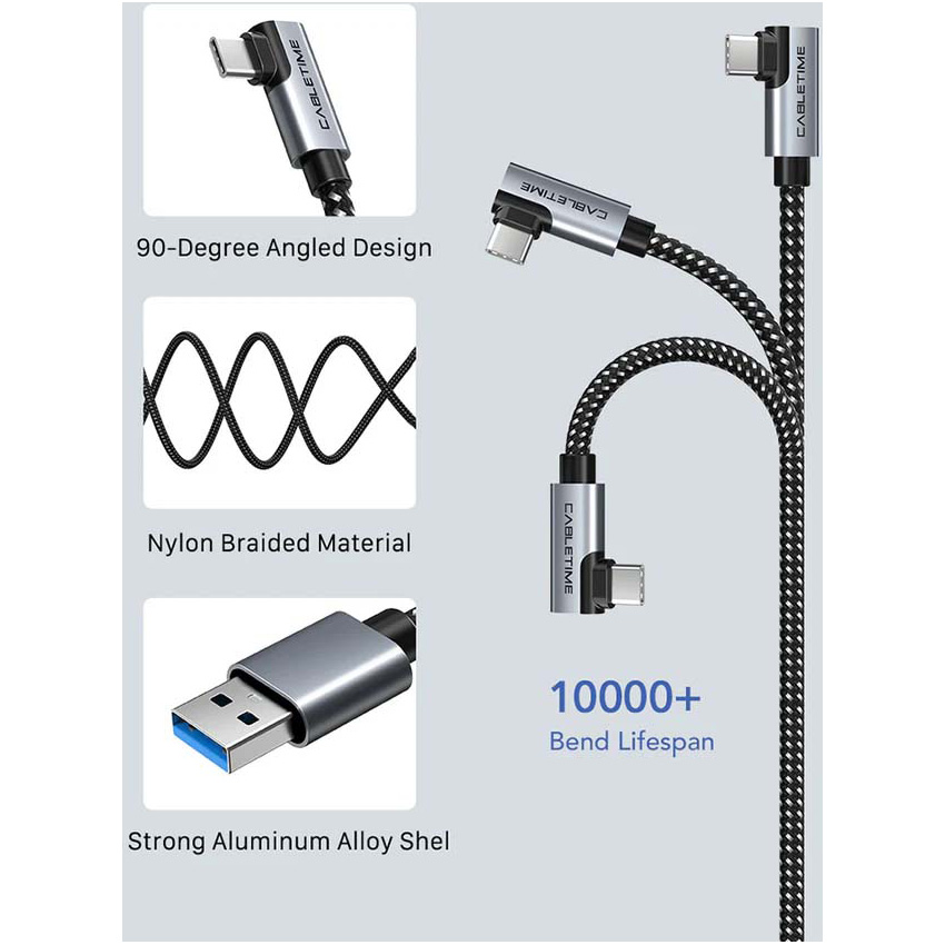 Кабель CABLETIME USB3.0 AM/CM 36W Data Link to Oculus Quest 2 VR Alternative 5м (CA43P)