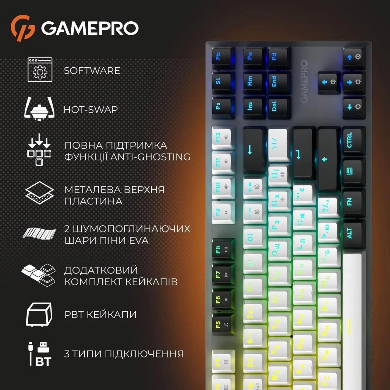 Клавіатура бездротова GAMEPRO Genesis Joker Pro MK124G