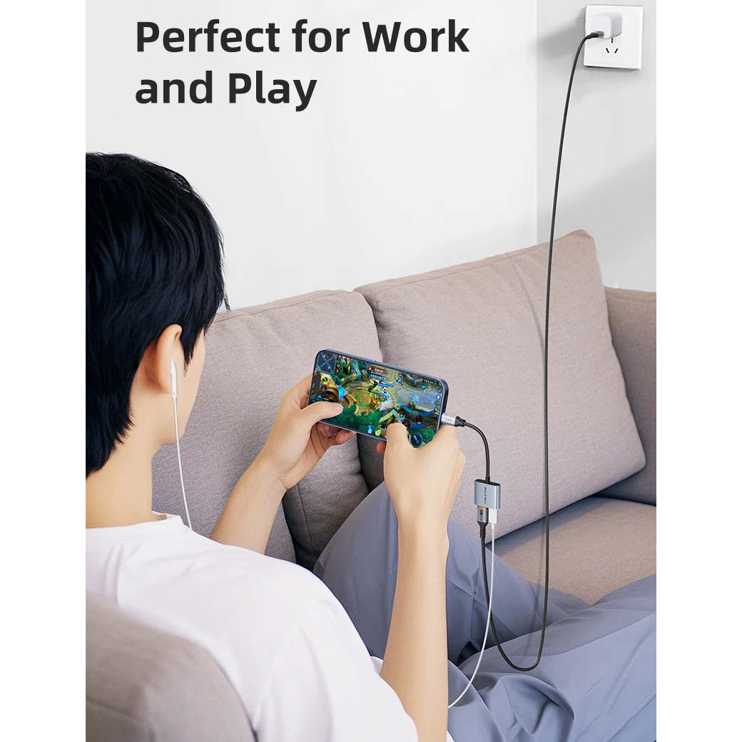 Сплиттер CABLETIME 1 to 2 USB-C Black/Gray (CPA2G)
