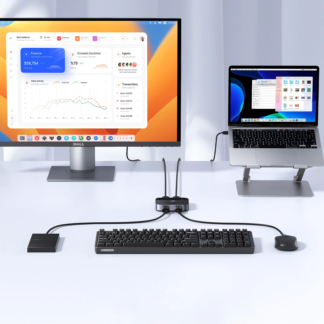 USB свитч UGREEN CM757 USB 3.0 2-In 2-Out Sharing Switch (35313)
