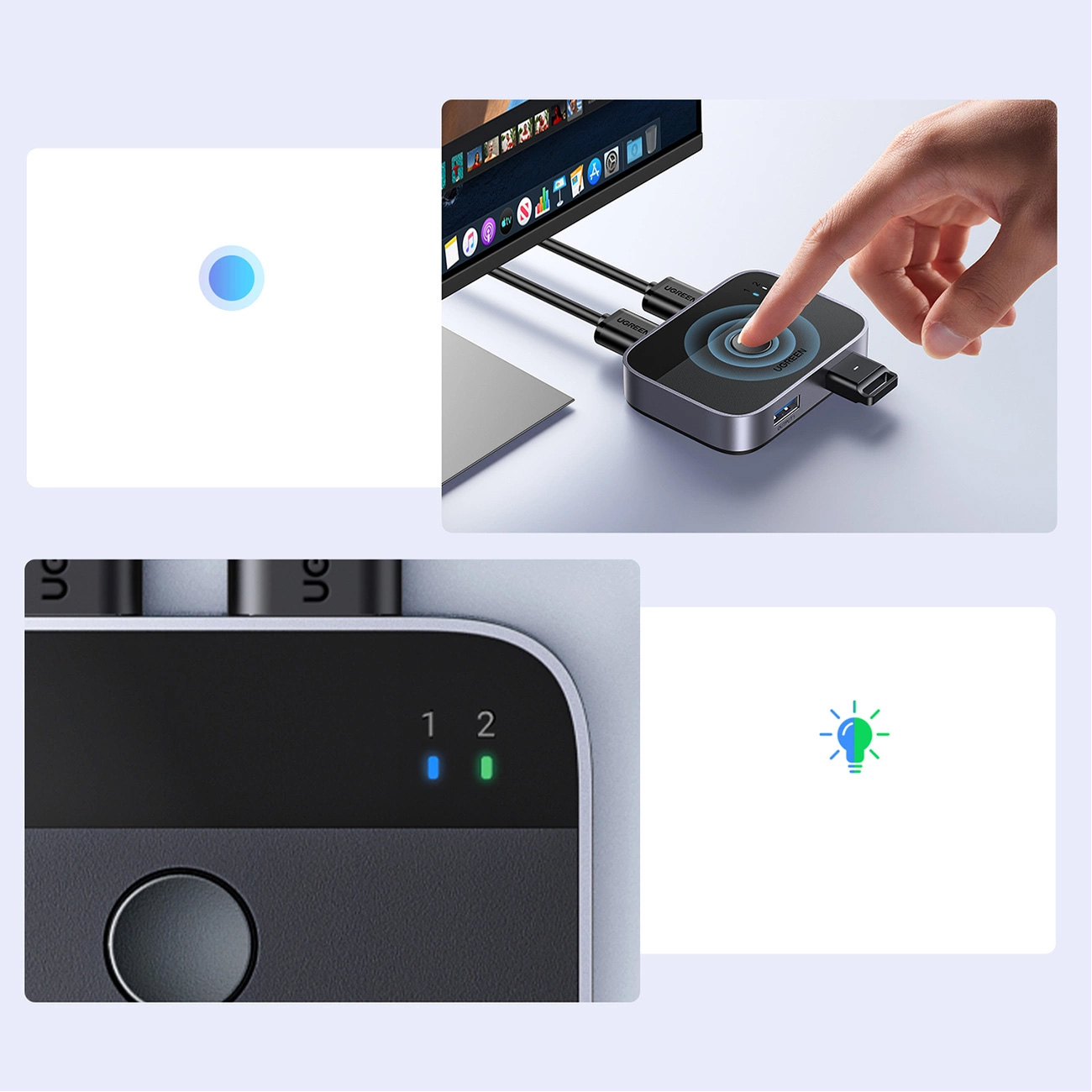 USB свитч UGREEN CM757 USB 3.0 2-In 2-Out Sharing Switch (35313)