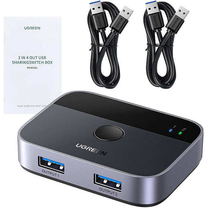 USB свитч UGREEN CM757 USB 3.0 2-In 2-Out Sharing Switch (35313)