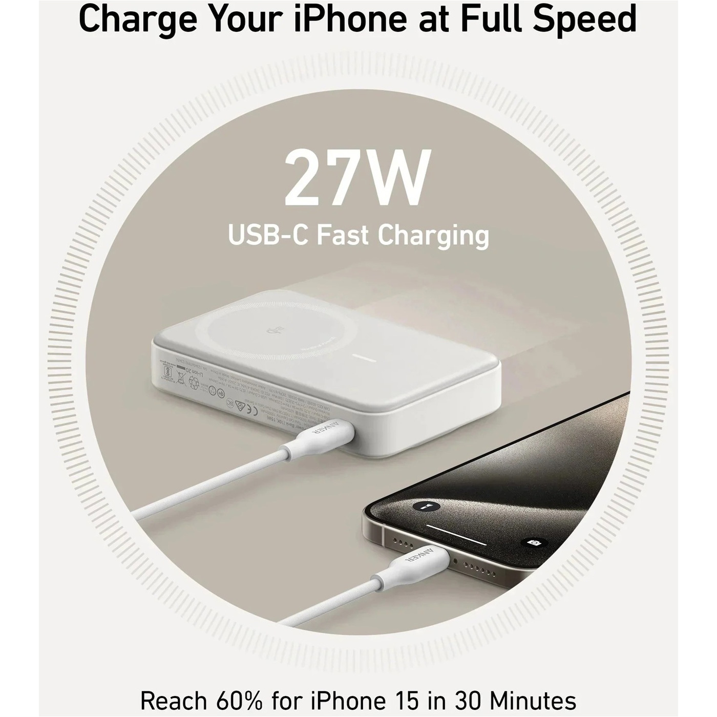 Повербанк MagSafe ANKER MagGo 27W 10000mAh White (A1654G21)