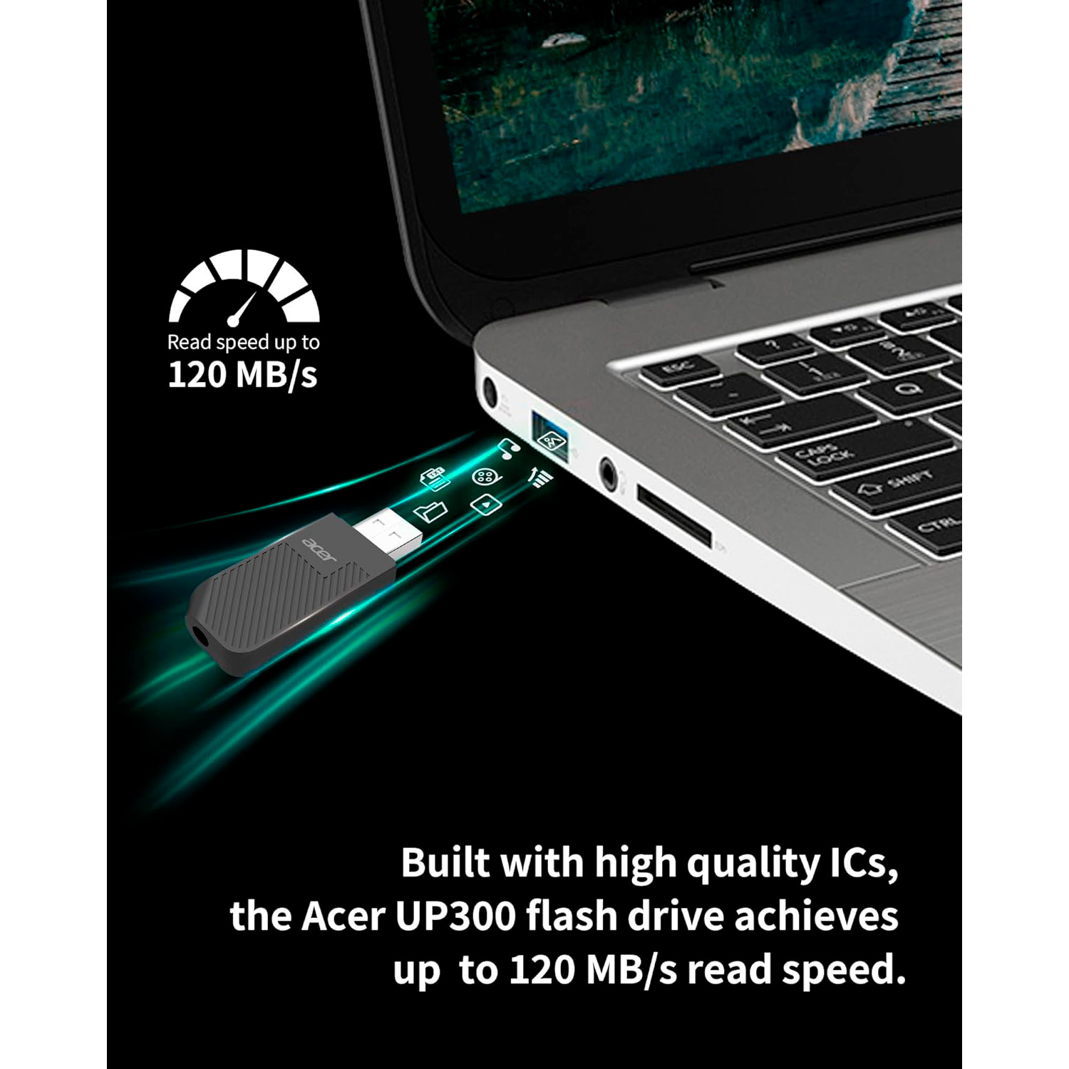 Флешка 256GB ACER UP300 USB 3.2 Black (BL.9BWWA.528)