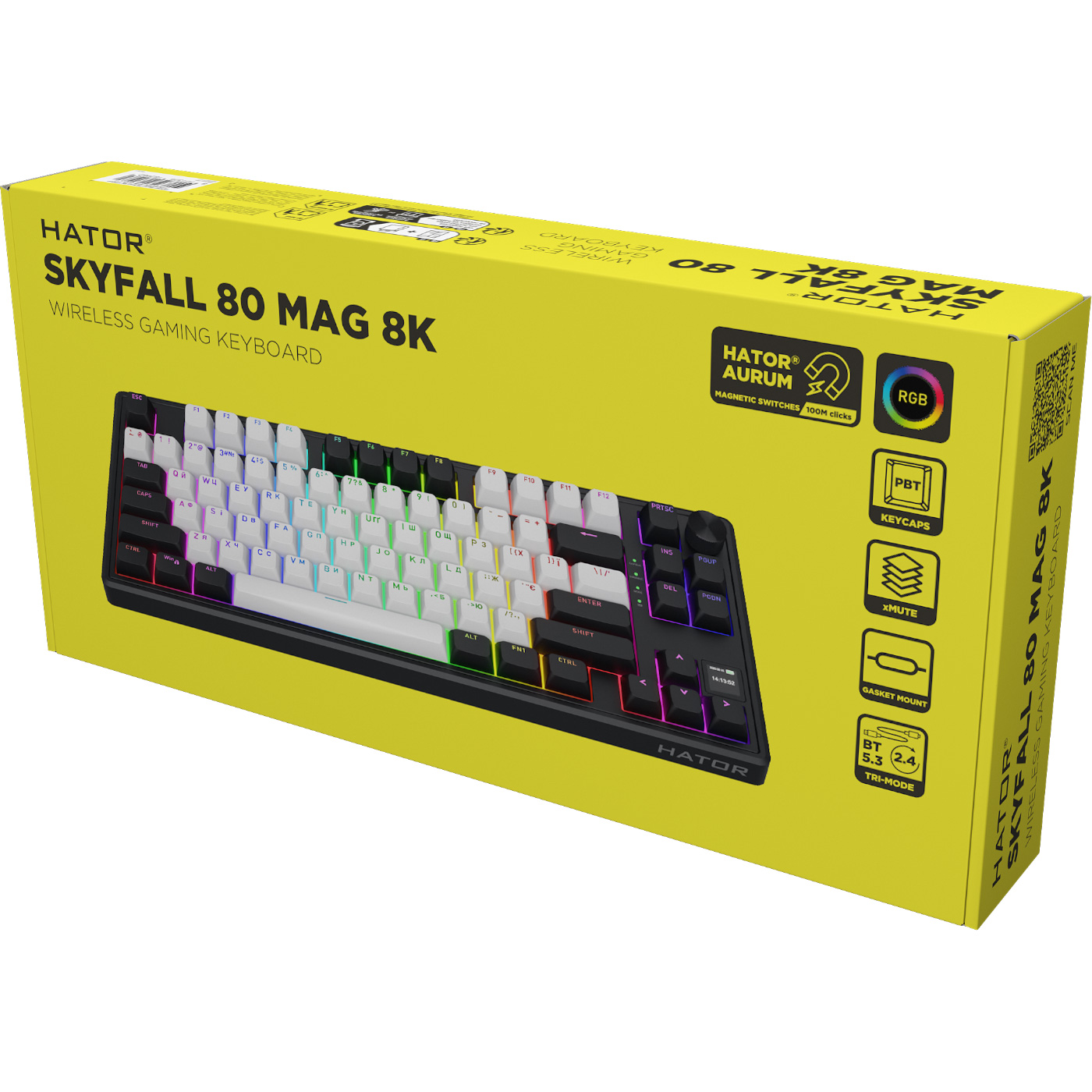 Клавиатура беспроводная HATOR Skyfall MAG Ultima 8K Wireless 80 Aurum Ice Switch UA Black/White (HTK3880UA)