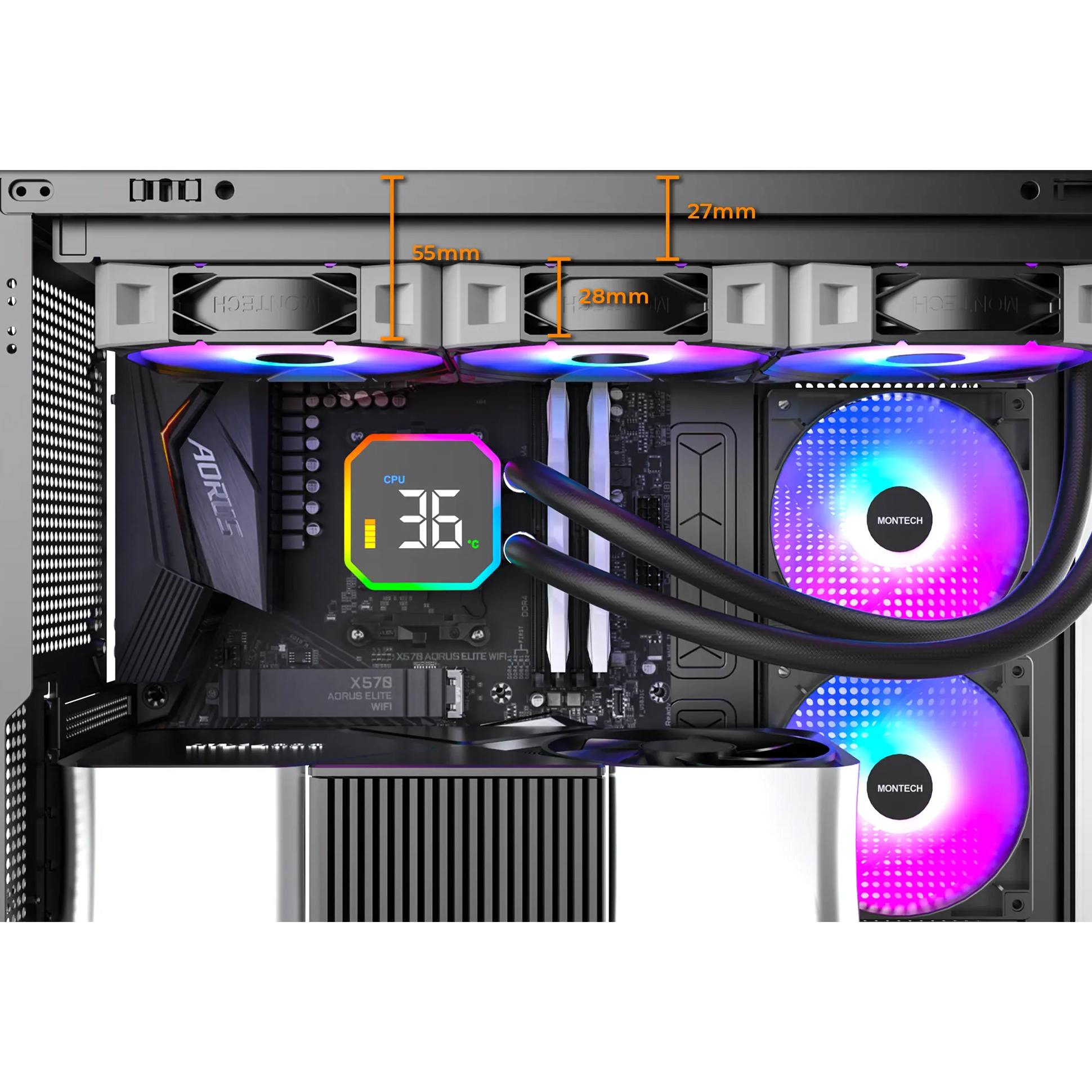 Система водяного охлаждения MONTECH HyperFlow Digital 360 White