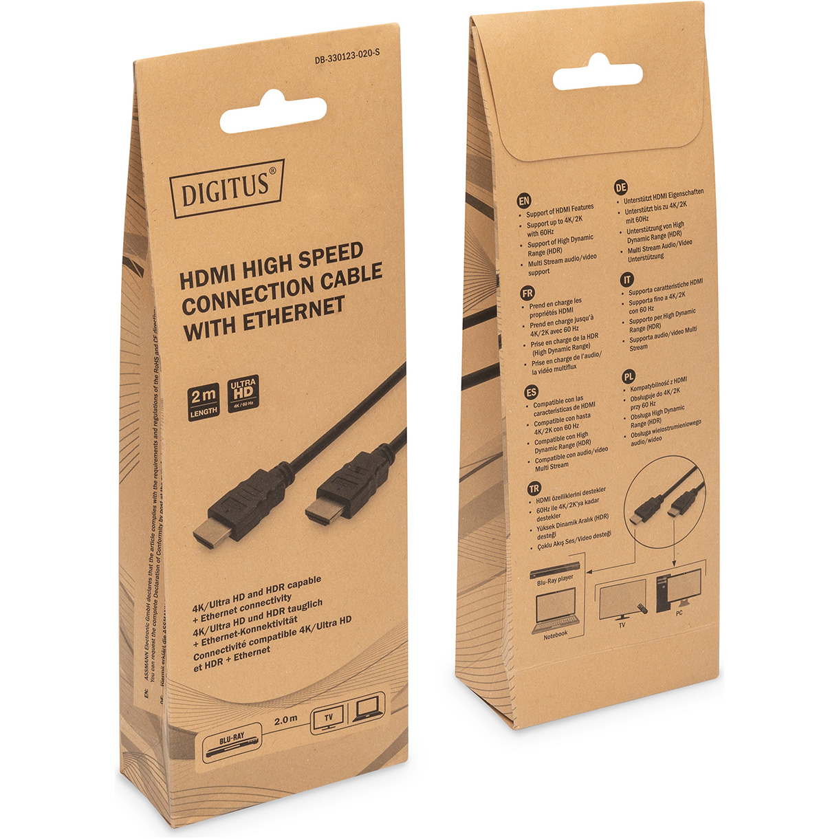 Кабель DIGITUS HDMI v2.0 2м Black (DB-330123-020-S)